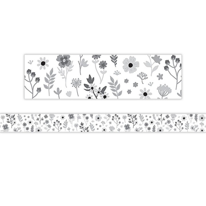 Teacher Created Resources® Black and White Floral Straight Border Trim, 35 Feet