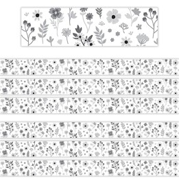 Teacher Created Resources® Black and White Floral Straight Border Trim, 35 Feet Per Pack, 6 Packs