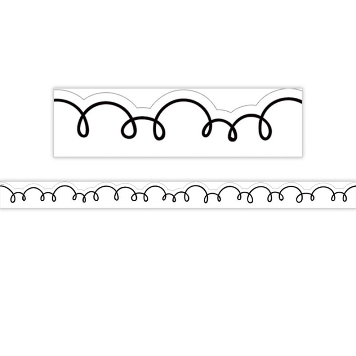 Teacher Created Resources® White with Black Squiggles Die-Cut Border Trim, 35 Feet