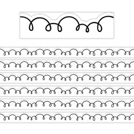 Teacher Created Resources® White with Black Squiggles Die-Cut Border Trim, 35 Feet Per Pack, 6 Packs