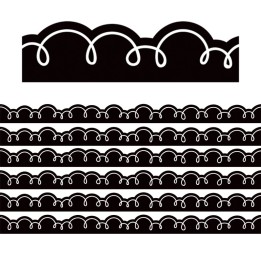 Teacher Created Resources® Black with White Squiggles Die-Cut Border Trim, 35 Feet Per Pack, 6 Packs