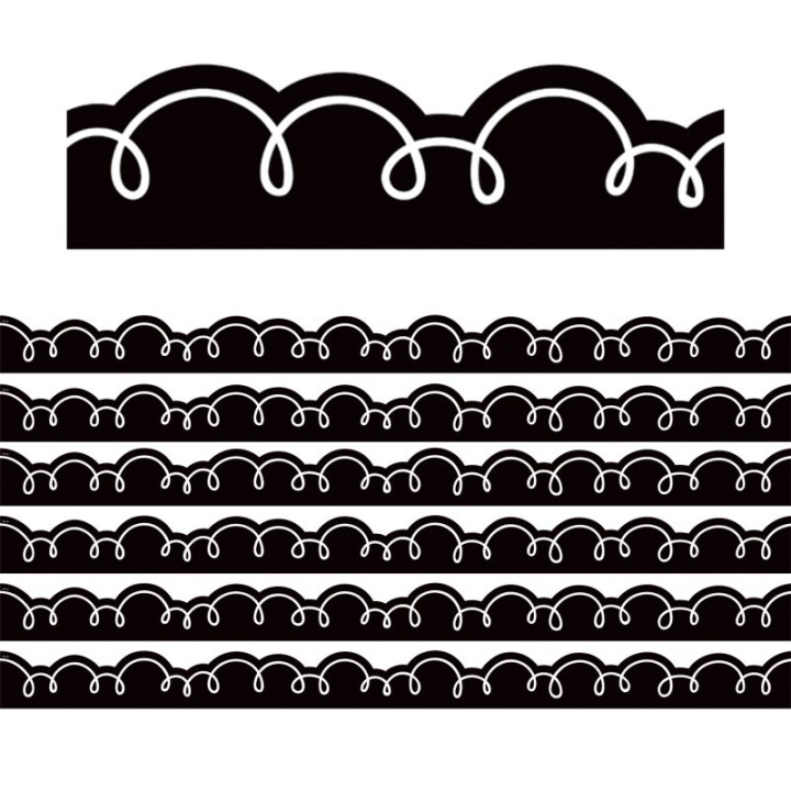 Teacher Created Resources® Black with White Squiggles Die-Cut Border Trim, 35 Feet Per Pack, 6 Packs