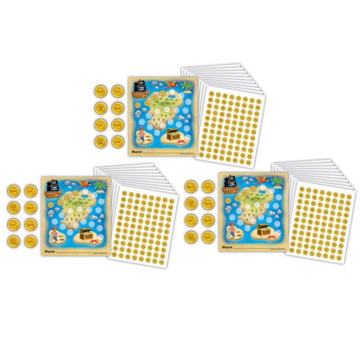 Teacher Created Resources® Treasure Hunt Reward Trackers with Stickers, 3 Packs