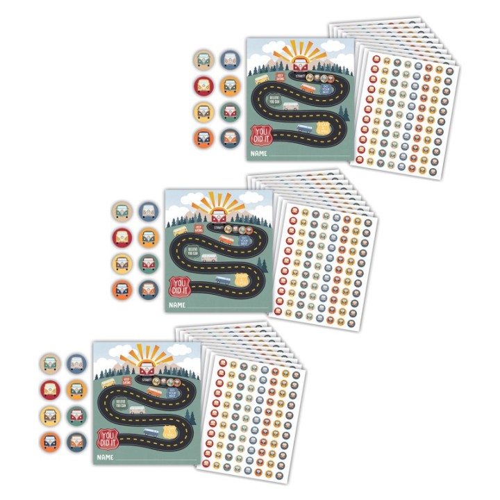 Teacher Created Resources® Moving Mountains Road Trip Reward Trackers with Stickers, 3 Packs