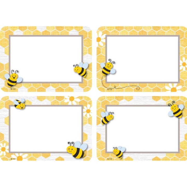 Teacher Created Resources® Buzzing Bees Name Tags/Labels - Multi-Pack, 3-1/2" x 2-1/2", Pack of 36