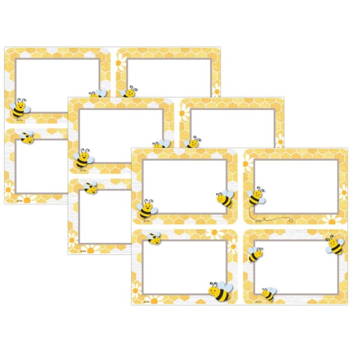 Teacher Created Resources® Buzzing Bees Name Tags/Labels - Multi-Pack, 3-1/2" x 2-1/2", 36 Per Pack, 3 Packs
