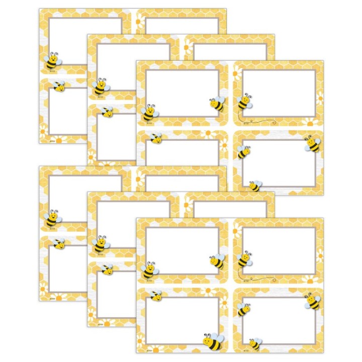 Teacher Created Resources® Buzzing Bees Name Tags/Labels, Multi-Pack, 3-1/2" x 2-1/2", 36 Per Pack, 6 Packs