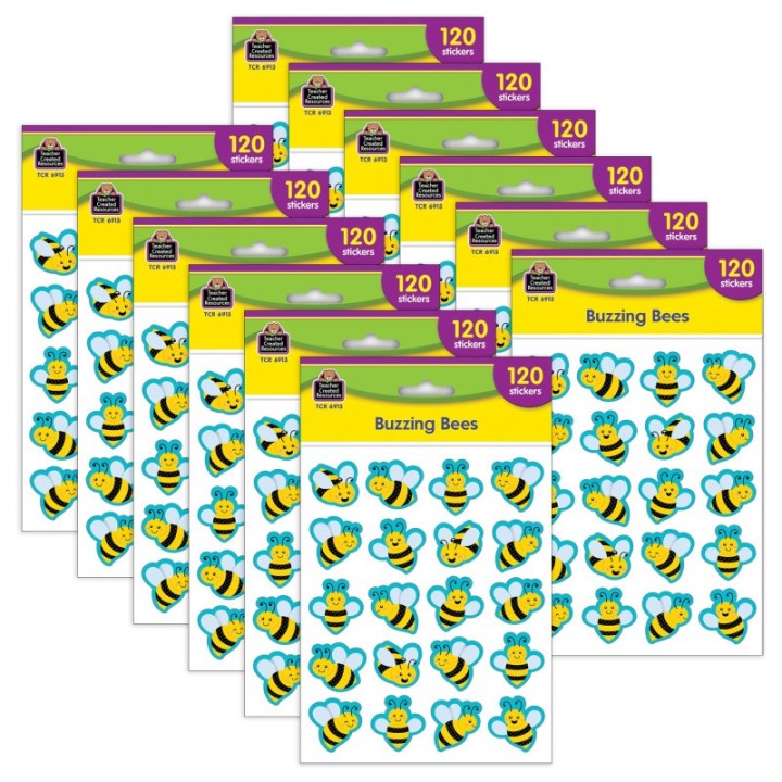 Teacher Created Resources® Buzzing Bees Stickers, 120 Per Pack, 12 Packs