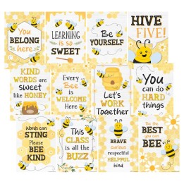 Teacher Created Resources® Buzzing Bees Positive Sayings Small Poster Pack, 11" x 15-3/4", Pack of 12