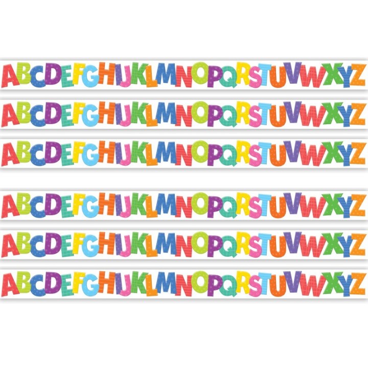 Teacher Created Resources® Colorful Alphabet Die-Cut Border Trim, 35 Feet Per Pack, 6 Packs