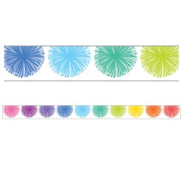 Teacher Created Resources® Colorful Poms Scalloped Die-Cut Border Trim, 35 Feet