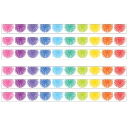 Teacher Created Resources® Colorful Poms Scalloped Die-Cut Border Trim, 35 Feet Per Pack, 6 Packs