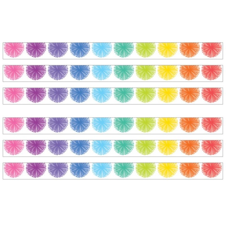 Teacher Created Resources® Colorful Poms Scalloped Die-Cut Border Trim, 35 Feet Per Pack, 6 Packs