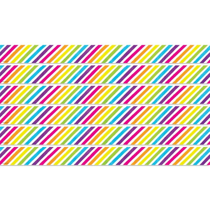 Teacher Created Resources® Brights 4Ever Stripes Straight Border Trim, 35 Feet Per Pack, 6 Packs
