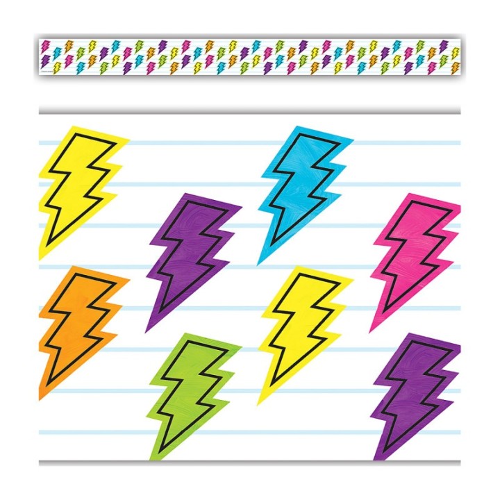Teacher Created Resources® Brights 4Ever Lightning Bolts Straight Border Trim, 35 Feet