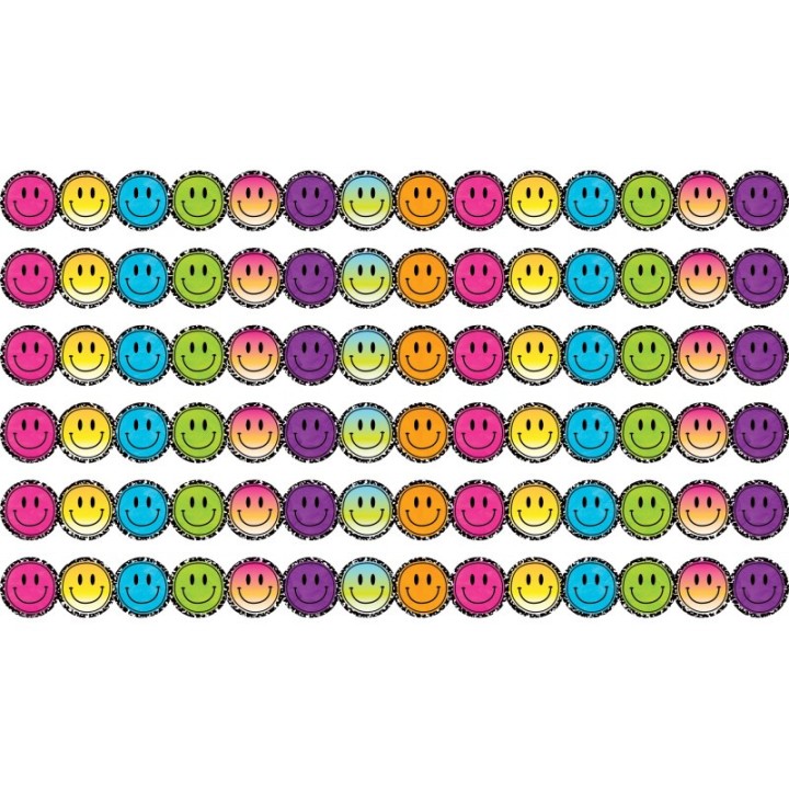 Teacher Created Resources® Brights 4Ever Smiley Faces Die-Cut Border Trim, 35 Feet Per Pack, 6 Packs