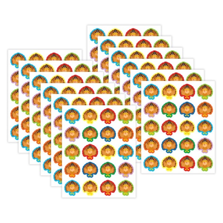 Teacher Created Resources® Turkeys Stickers, 72 Per Pack, 12 Packs