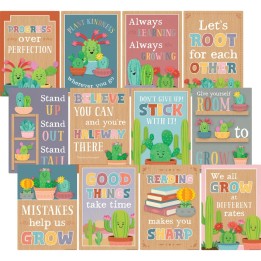 Teacher Created Resources® Happy Cactus Crew Positive Sayings Small Poster Pack, 11" x 15-3/4", Pack of 12