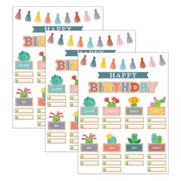 Teacher Created Resources® Happy Cactus Crew Happy Birthday Mini Bulletin Board Set, 59 Pieces, 3 Sets
