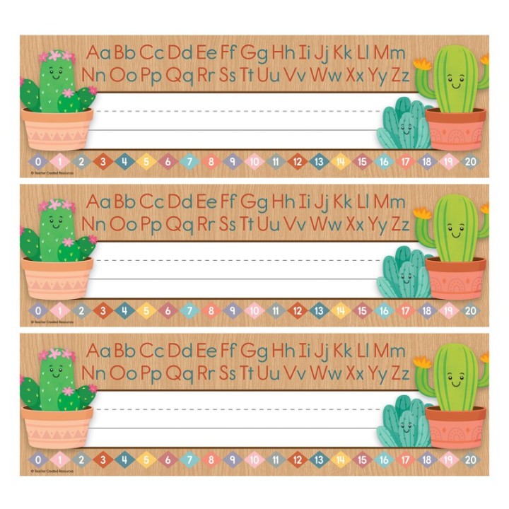 Teacher Created Resources® Happy Cactus Crew Flat Name Plates, 36 Per Pack, 3 Packs