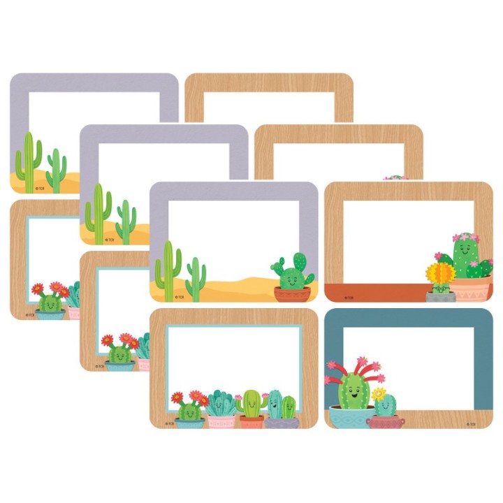 Teacher Created Resources® Happy Cactus Crew Name Tags/Labels, Multi-Pack, 3-1/2" x 2-1/2", 36 Per Pack, 3 Packs
