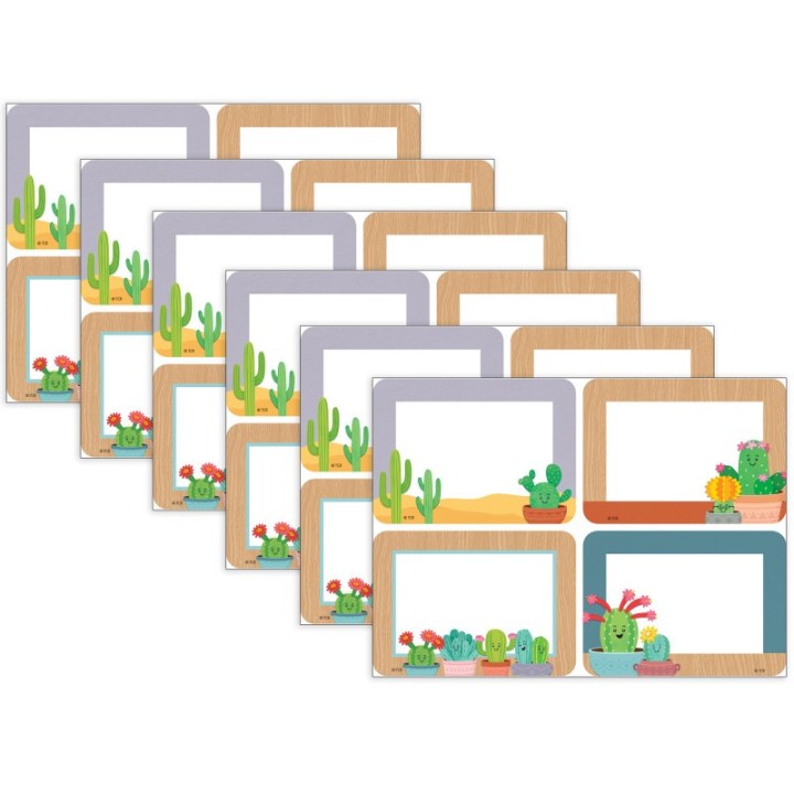 Teacher Created Resources® Happy Cactus Crew Name Tags/Labels, Multi-Pack, 3-1/2" x 2-1/2", 36 Per Pack, 6 Packs