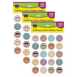 Teacher Created Resources® Calming Colors Smiley Faces Stickers, 120 Per Pack, 3 Packs