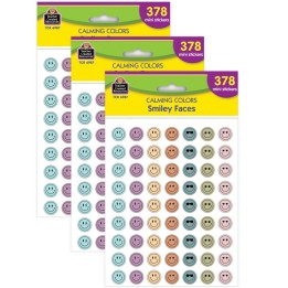 Teacher Created Resources® Calming Colors Smiley Faces Mini Stickers, 378 Per Pack, 3 Packs