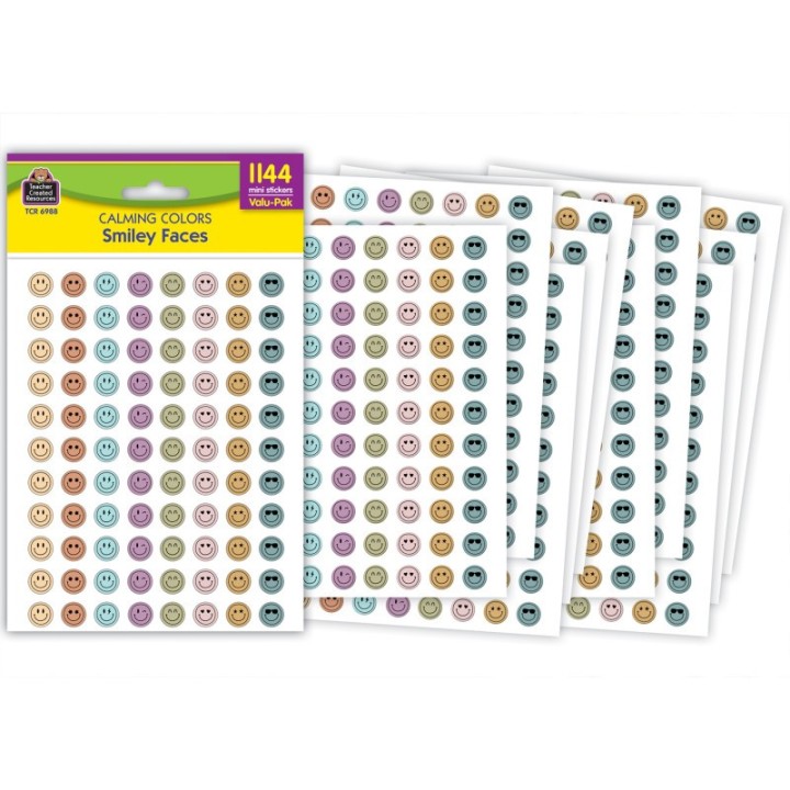 Teacher Created Resources® Calming Colors Smiley Faces Mini Stickers Valu-Pak, Pack of 1144