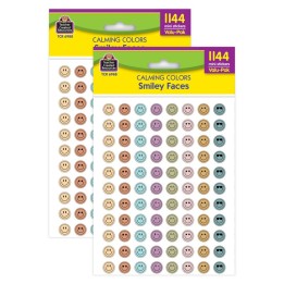 Teacher Created Resources® Calming Colors Smiley Faces Mini Stickers Valu-Pak, 1144 Per Pack, 2 Packs