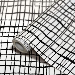 Teacher Created Resources® Peel and Stick Decorative Paper Roll, 17-1/2" x 10 ft, Black Freestyle Grid