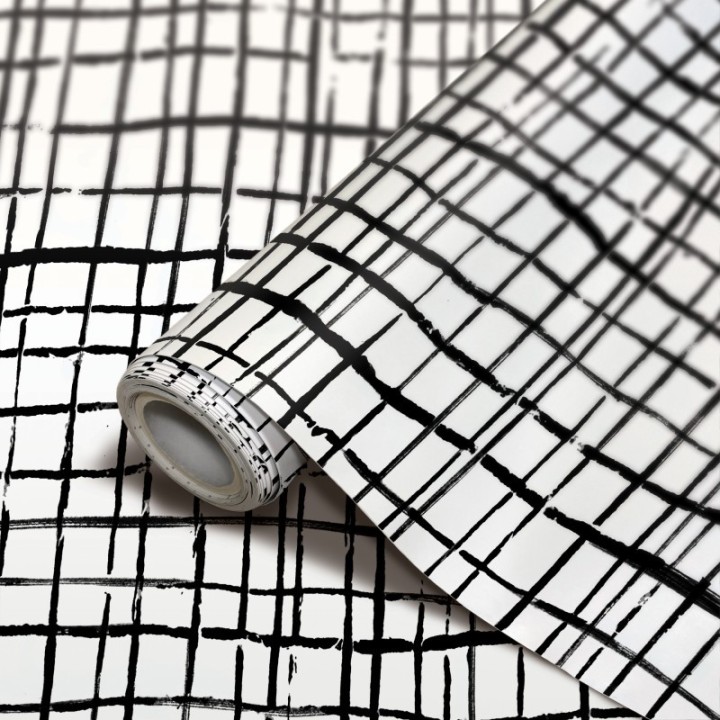 Teacher Created Resources® Peel and Stick Decorative Paper Roll, 17-1/2" x 10 ft, Black Freestyle Grid