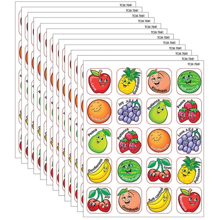 Teacher Created Resources® Fruit of the Spirit Stickers, 120 Per Pack, 12 Packs