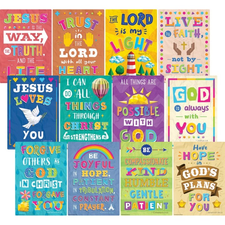 Teacher Created Resources® Bible Verses Small Poster Pack, 12 Posters