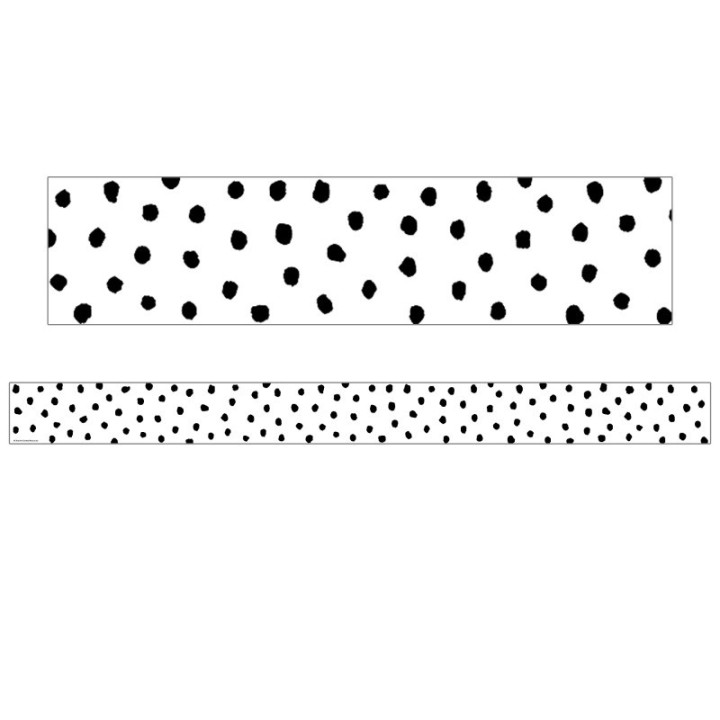 Teacher Created Resources® Black Painted Dots on White Straight Border Trim