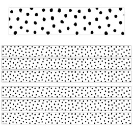 Teacher Created Resources® Black Painted Dots on White Straight Border Trim, 35 Feet Per Pack, 6 Packs