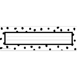 Teacher Created Resources® Black Painted Dots on White Flat Name Plates, 11-1/2" x 3-1/2", Pack of 36