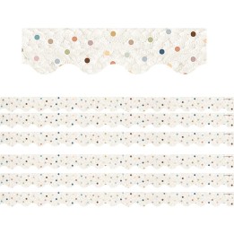 Teacher Created Resources® Everyone is Welcome Dots Scalloped Border Trim, 35 Feet Per Pack, 6 Packs