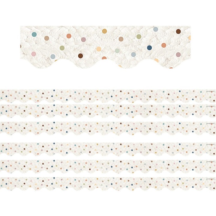 Teacher Created Resources® Everyone is Welcome Dots Scalloped Border Trim, 35 Feet Per Pack, 6 Packs