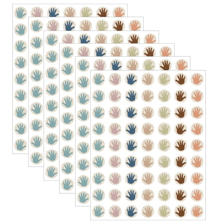 Teacher Created Resources® Everyone is Welcome Helping Hands Mini Stickers, 378 Per Pack, 6 Packs