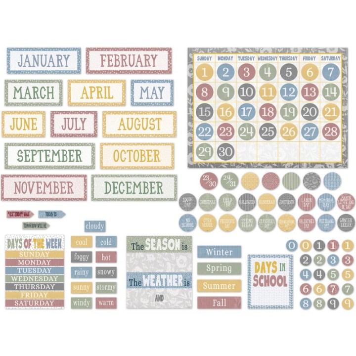 Teacher Created Resources® Classroom Cottage Calendar Bulletin Board Set, 109 Pieces
