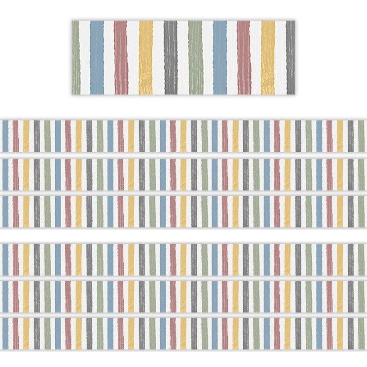 Teacher Created Resources® Classroom Cottage Stripes Straight Border Trim, 35 Feet Per Pack, 6 Packs