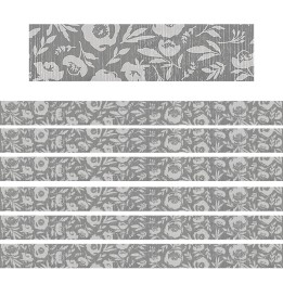 Teacher Created Resources® Classroom Cottage Gray Floral Straight Border Trim, 35 Feet Per Pack, 6 Packs
