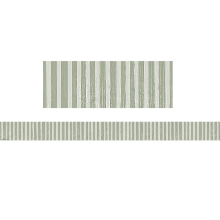 Teacher Created Resources® Classroom Cottage Sage Green Stripes Straight Border Trim, 35 Feet