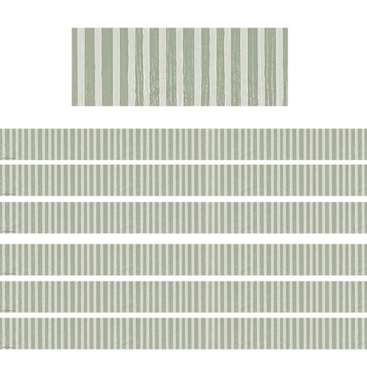 Teacher Created Resources® Classroom Cottage Sage Green Stripes Straight Border Trim, 35 Feet Per Pack, 6 Packs