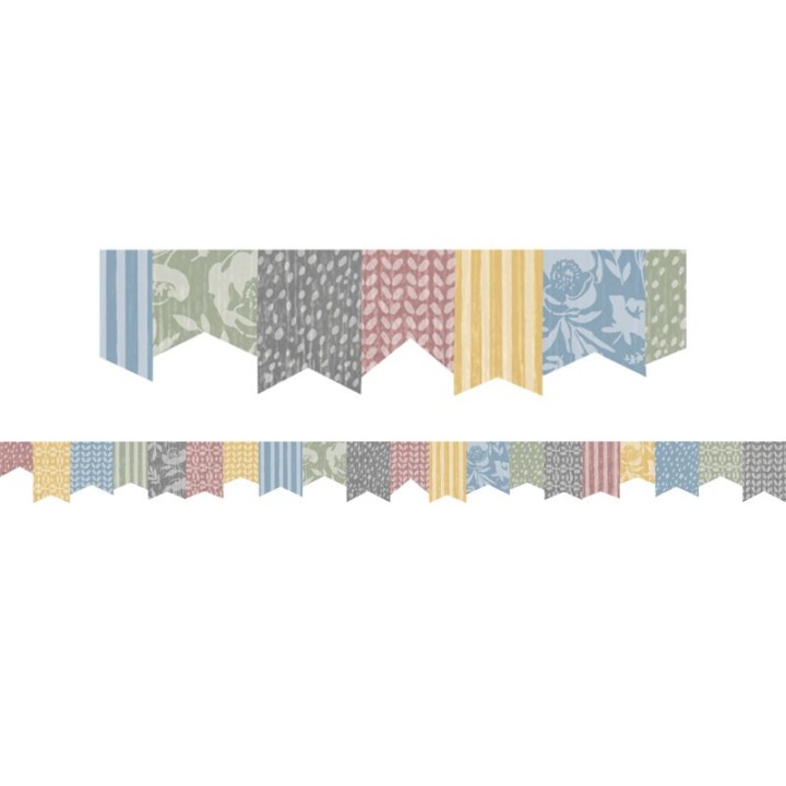 Teacher Created Resources® Classroom Cottage Pennants Die-Cut Border Trim, 35 Feet