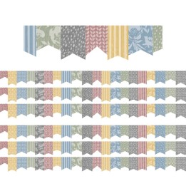 Teacher Created Resources® Classroom Cottage Pennants Die-Cut Border Trim, 35 Feet Per Pack, 6 Packs