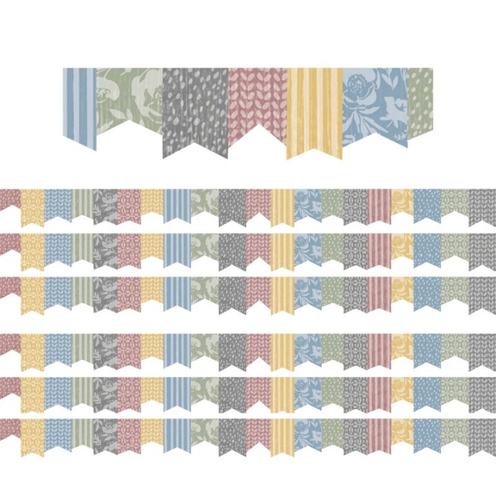 Teacher Created Resources® Classroom Cottage Pennants Die-Cut Border Trim, 35 Feet Per Pack, 6 Packs