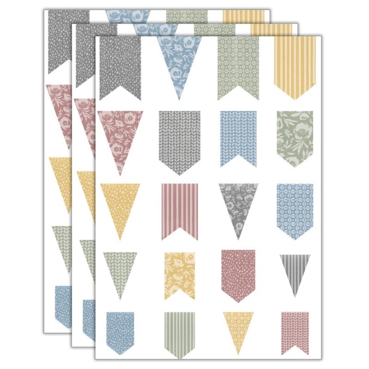 Teacher Created Resources® Classroom Cottage Pennants Accents - Assorted Sizes, 60 Per Pack, 3 Packs