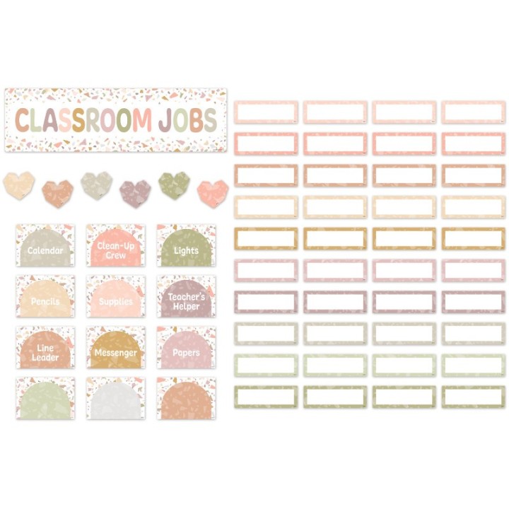 Teacher Created Resources® Terrazzo Tones Classroom Jobs Mini Bulletin Board Set, 59 Pieces